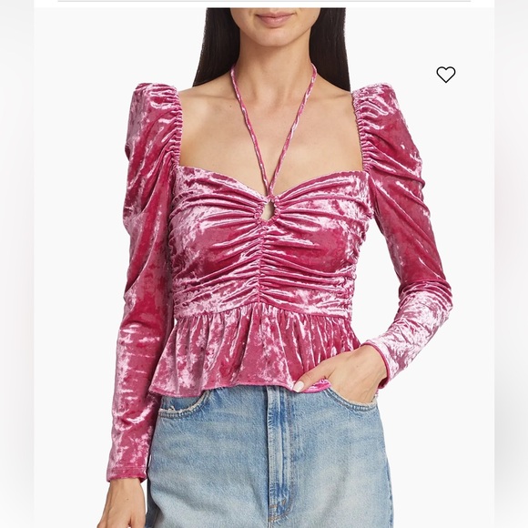SAYLOR Tops - Saylor cedella ruched velvet peplum top - new with tags